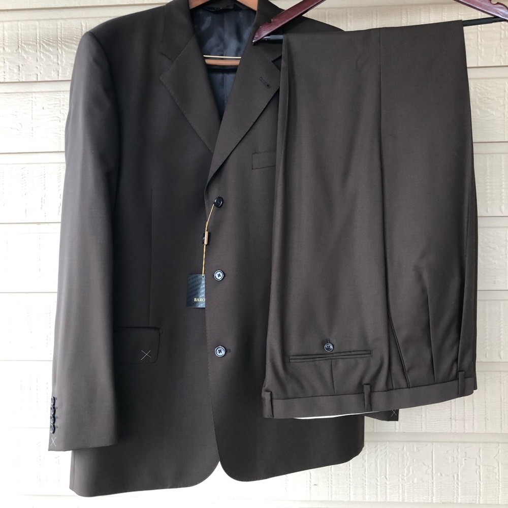 Baroni couture super 150’s brown men suit 38X49